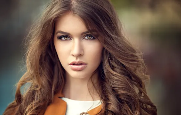 Девушка, портрет, макияж, прическа, шатенка, Melissa, боке, Lods Franck