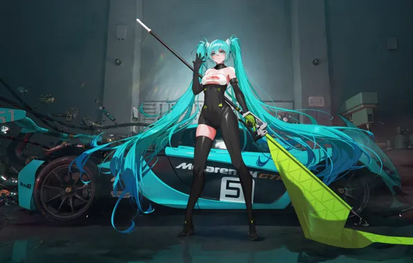 Аниме, флаг, мастерская, Hatsune Miku, anime, flag, anime girls, черный костюм