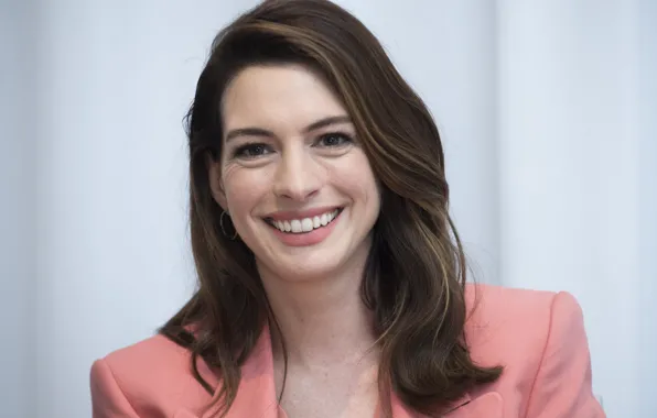 Взгляд, поза, улыбка, макияж, актриса, певица, hair, Anne Hathaway