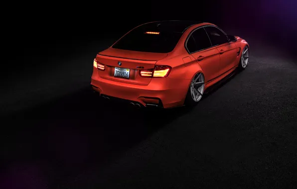 Картинка BMW, Orange, Car, Tuning, Vossen, Low, Wheels, Rear