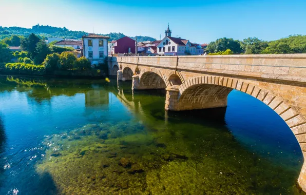 Картинка мост, город, река, Португалия, Arcos de Valdevez