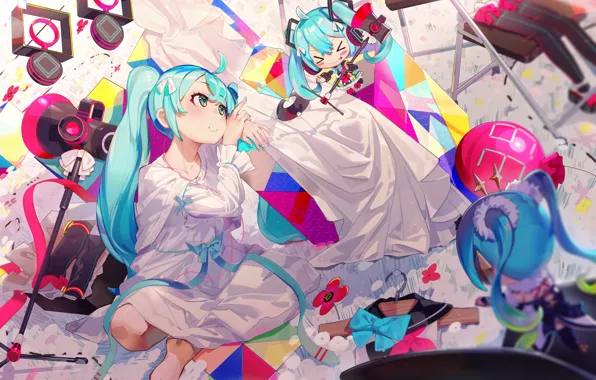 Девочка, Аниме, Арт, Hatsune Miku, Art, Vocaloid, Вокалоид, Игрушки