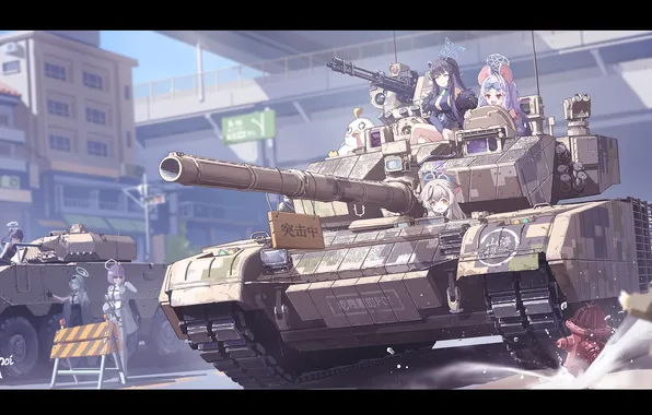 Картинка anime, artwork, tank, anime girls, ZTZ-99, Blue Archive