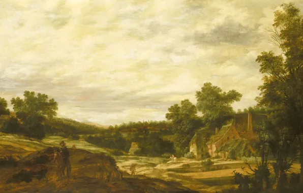 Пейзаж, масло, картина, Холмистый Ландшафт, 1635, Pieter Stalpaert