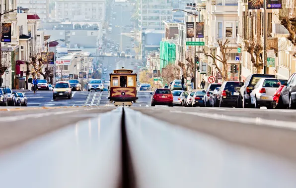 Картинка улица, Сан-Франциско, трамваи