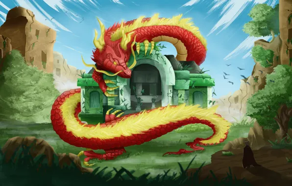 Картинка dragon, precious, protecting