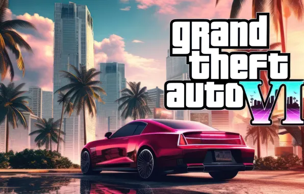 Постер, GTA, Grand Theft Auto, Vice City, релиз, GTA6, Grand Theft Auto 6