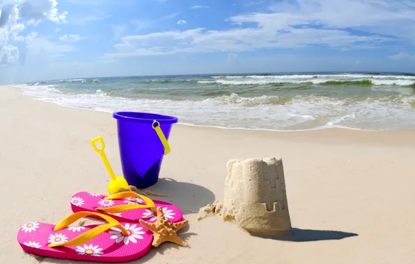 Beach, sea, sand, bucket, sand Castle, scoop