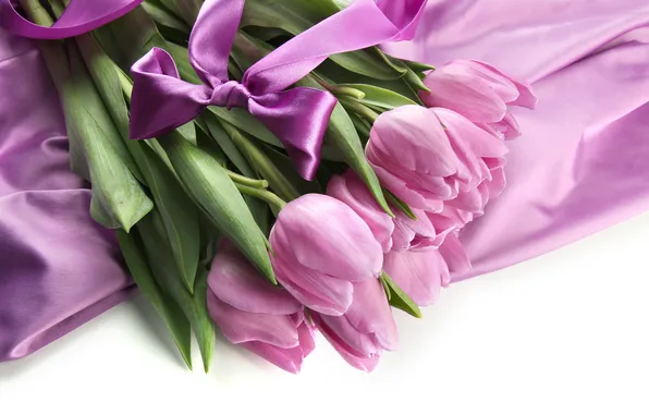 Картинка цветы, букет, тюльпаны, розовые, wood, pink, flowers, beautiful
