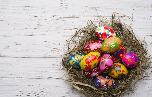 Весна, colorful, Пасха, wood, spring, Easter, eggs, decoration