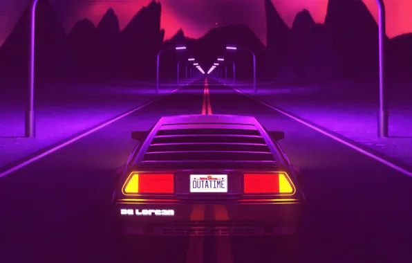 Авто, Музыка, Машина, Стиль, Фон, Назад в будущее, DeLorean DMC-12, Art