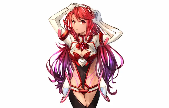 Girl, sexy, cleavage, thighhighs, red hair, long hair, boobs, anime