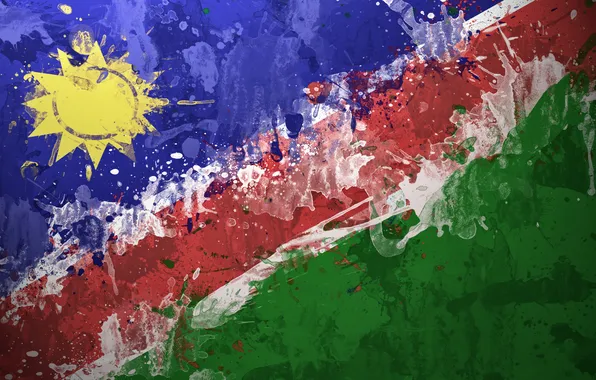 Краски, флаг, Намибия, flag, Республика Намибия, Republiek van Namibië, Republik Namibia, Republic of Namibia
