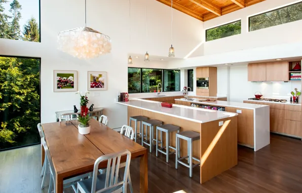 Интерьер, кухня, Вашингтон, Washington, столовая, Grand Avenue Home, остров Бейнбридж, by Matthew Coates