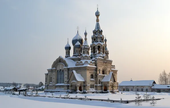 Картинка холод, зима, снег, обои, храм, wallpaper, Россия, Спасский храм