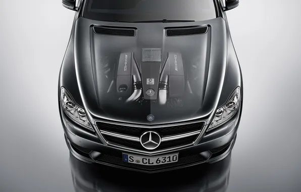 Картинка двигатель, Mercedes-Benz, капот, мерседес, AMG, передок, амг, v12