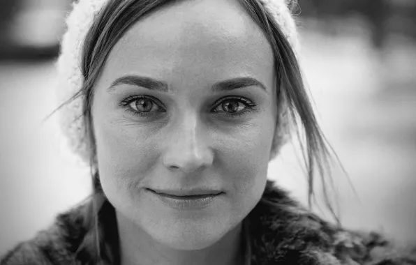 Взгляд, чёрно-белое, актриса, Diane Kruger, фотомодель, Диана Крюгер