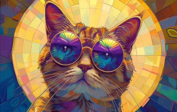 Кошка, кот, взгляд, поза, мордашка, ИИ-арт, нейросеть