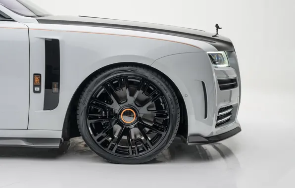 Белый фон, Mansory, Rolls-Royce Ghost, колесный диск, часть кузова, New Ghost