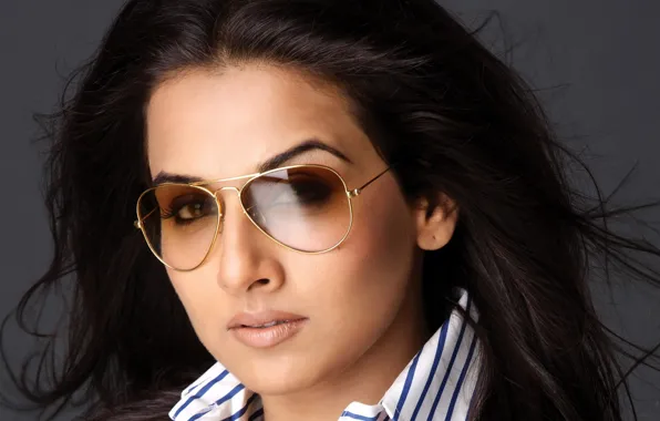 Девушка, волосы, очки, Vidya Balan