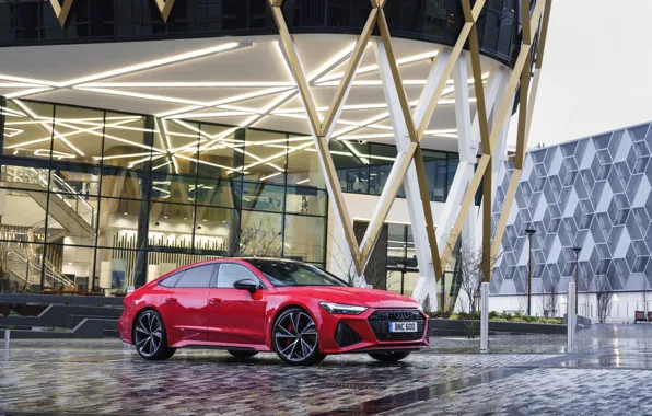 Audi, стоянка, RS 7, 2020, UK version, у здания, RS7 Sportback