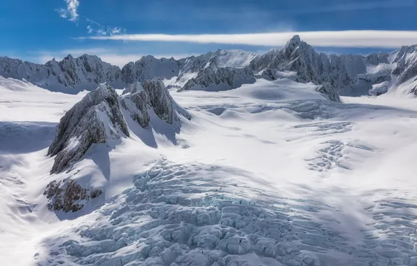 Картинка Новая Зеландия, New Zealand, Ледник Фокса, Южные Альпы, Southern Alps, Национальный парк Вестленд Таи Поутини, …