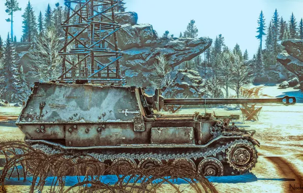 Картинка САУ, Sd.Kfz.184, Немецкая, Ferdinand, Elefant, Истребитель танков, War Thunder, Скриншот