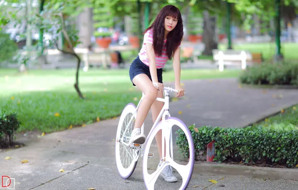 Картинка девушка, велосипед, азиатка