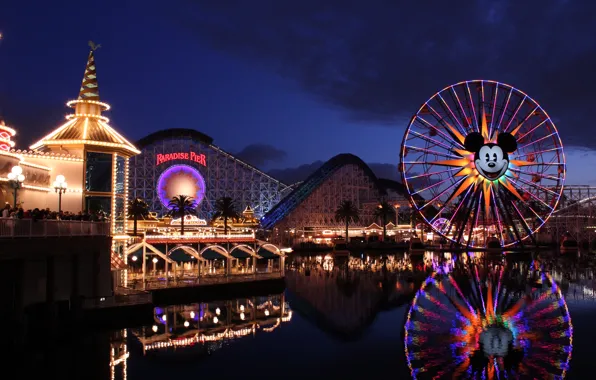 Картинка California, мики маус, атракционы, Disney California Adventure, Disneyland Resort, Paradise Pier, американские горки