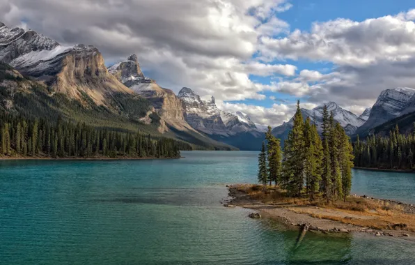 Пейзаж, горы, природа, озеро, красота, Канада, Альберта, Jasper National Park