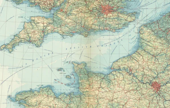 Картинка 1968, География, World Atlas, Атлас Мира, Map Of The English Channel, Карта Ла-Манша