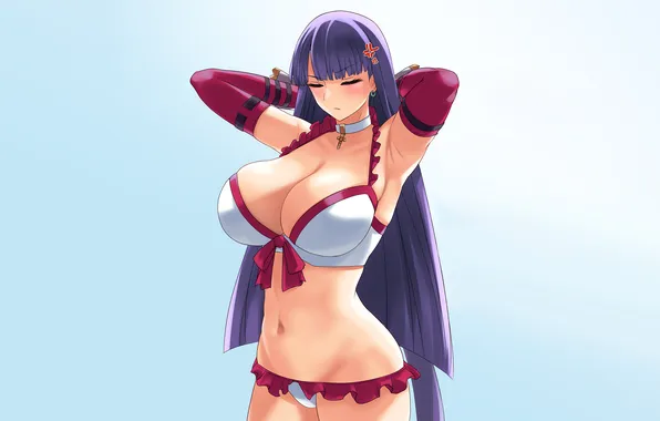 Girl, sexy, cleavage, long hair, boobs, sexy girl, anime, beautiful