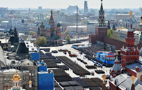 Город, праздник, день победы, Москва, парад, красная площадь