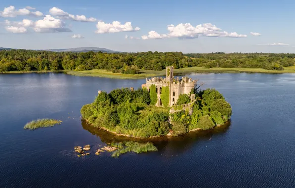 Картинка озеро, замок, остров, Ирландия, Mac Dermott's Castle, Lough Key