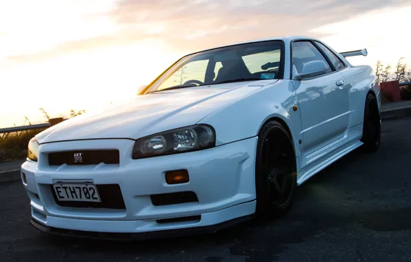 Картинка Nissan, GT-R, White, Skyline, R34