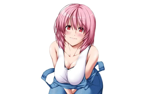 Game, pink hair, big, anime, red eyes, face, asian, manga