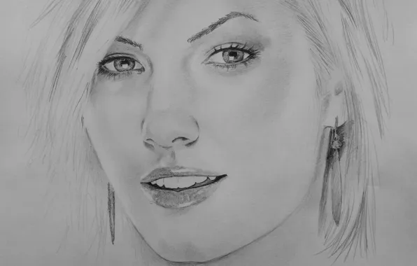 Девушка, лицо, рисунок, Elisha Cuthbert