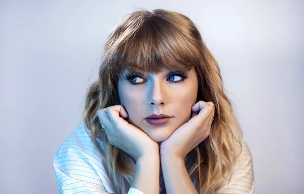 Поза, фон, портрет, макияж, прическа, певица, Taylor Swift, красотка