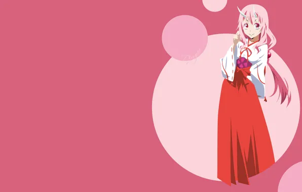 Девушка, демон, розовый фон, That Time I Got Reincarnated as a Slime