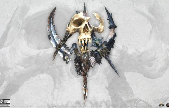 Знак, череп, лезвие, рог, age of reckonig, Warhammer online