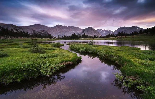 Горы, озера, California, High Sierra, Mono Rock from Pioneer Basin Lakes