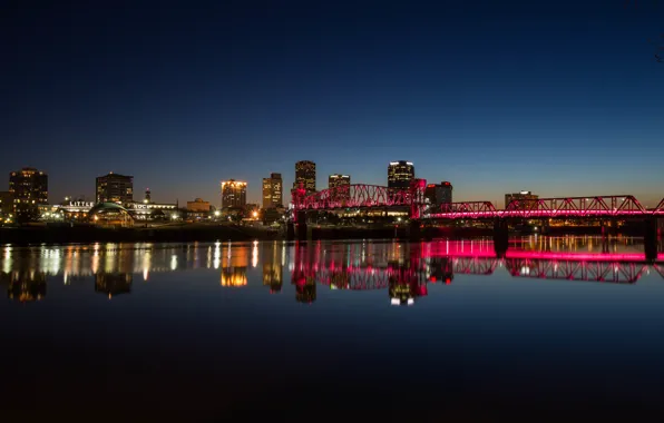 Мост, река, river, bridge, Arkansas, Little Rock, Литл-Рок, Арканзас