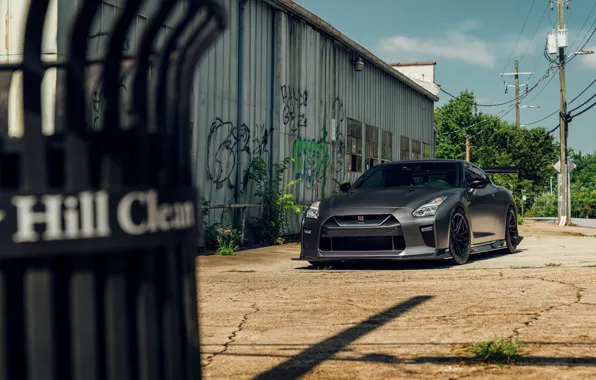 Nissan, Grey, R35, Nissan GTR, Trees, Hangar, GTR R35