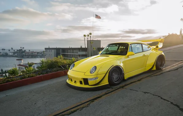 Porsche, Yellow, 964, Turbo, RWB