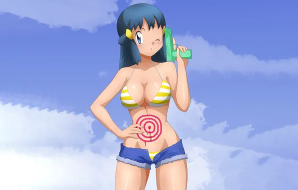 Girl, sexy, cleavage, shorts, long hair, boobs, anime, beautiful