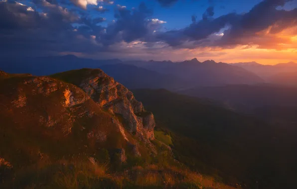 Картинка Clouds, Sky, Landscape, Sunset, Georgia, Caucasus, Racha