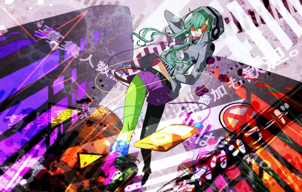 Девушка, фон, краски, кляксы, Kagerou Project