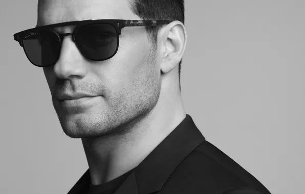 Лицо, фото, очки, черно-белое, мужчина, Henry Cavill, Hugo Boss