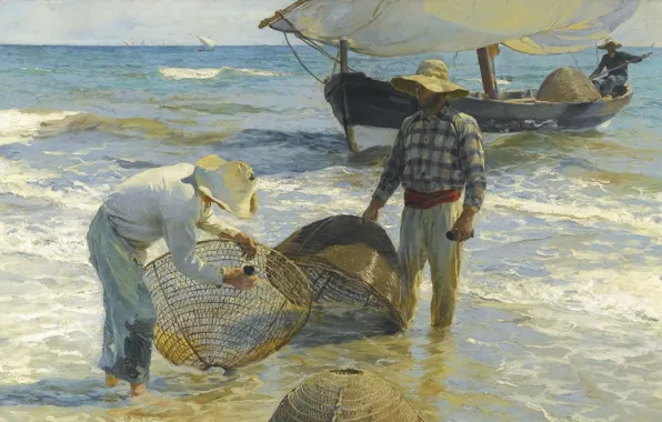 1895, Spanish painter, Valencian fisherman, Валенсийский рыбак, Joaquín Sorolla y Bastida, испанский живописец, Хоаки́н Сорóлья-и-Басти́да
