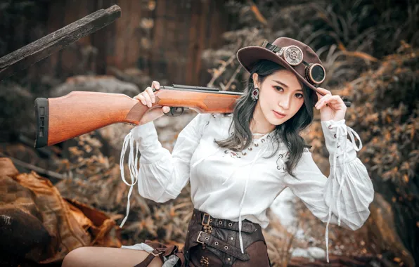 Взгляд, природа, поза, модель, портрет, шляпа, макияж, фигура